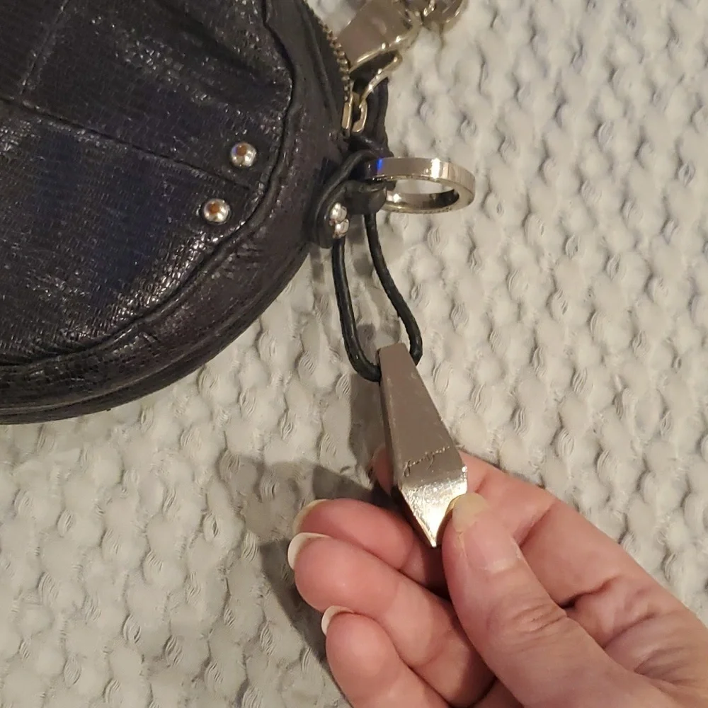 NWT! JUNIOR DRAKE NANO MINI CROSSBODY BOYSENBERRY STUDDED BAG METALLIC P… - Picture 2 of 7